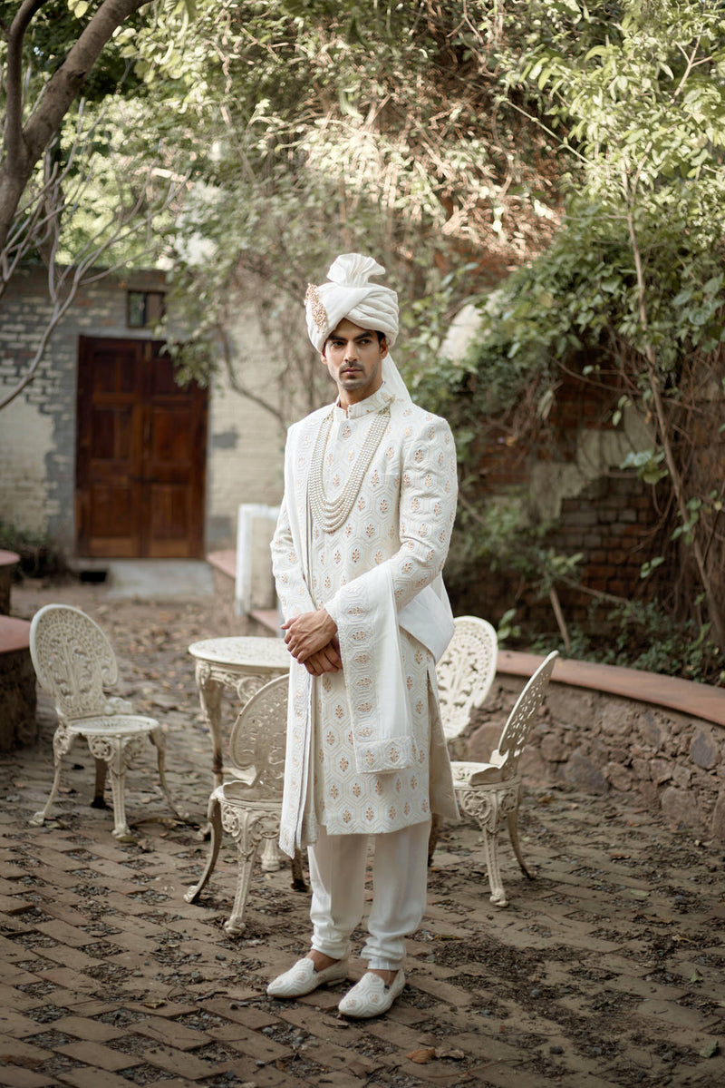 FAHAD SHERWANI SET (IVORY)