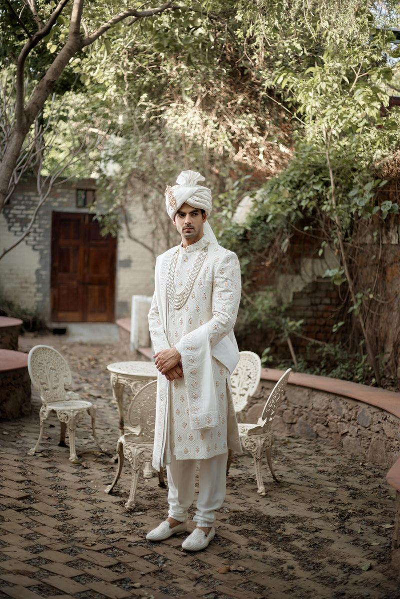 FAHAD SHERWANI SET (IVORY)