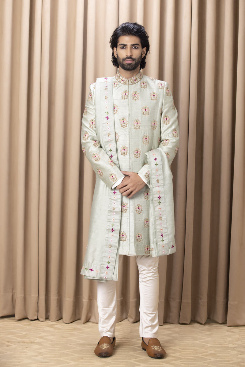 LAHORE SHERWANI SET (MINT GREEN)