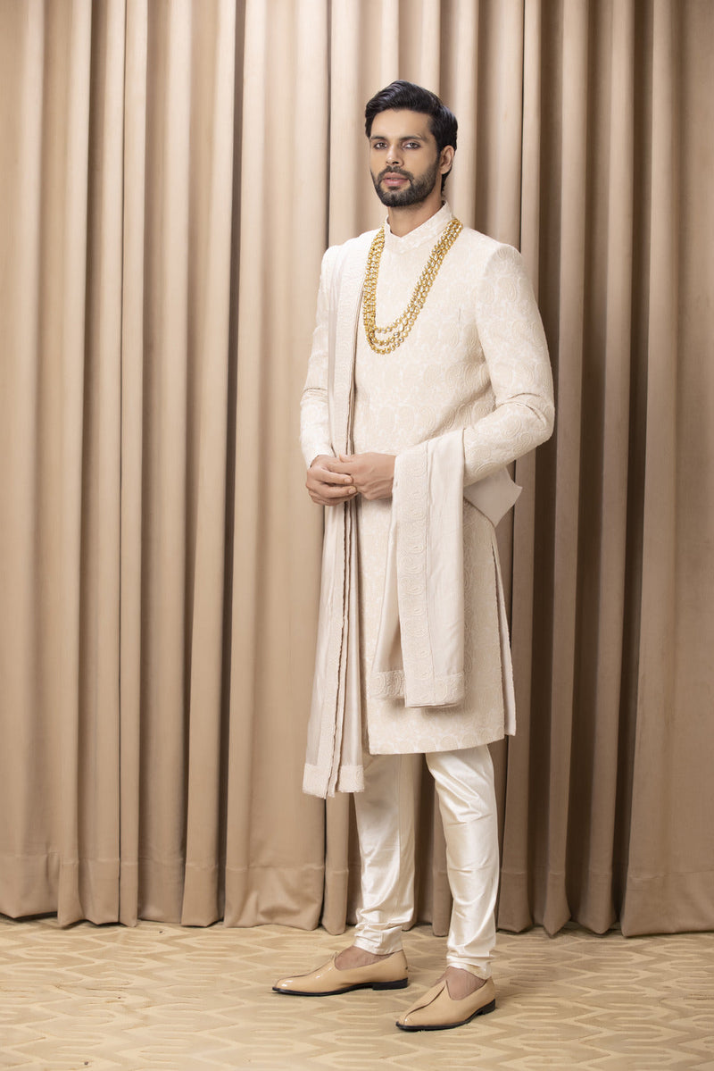 FAIZAN SHERWANI SET (BEIGE)