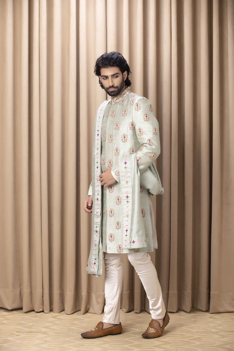 LAHORE SHERWANI SET (MINT GREEN)