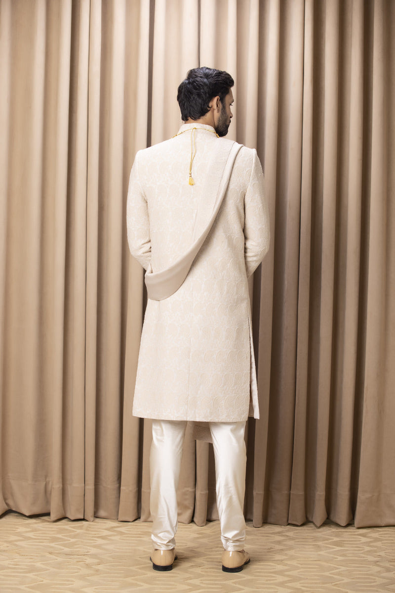 FAIZAN SHERWANI SET (BEIGE)