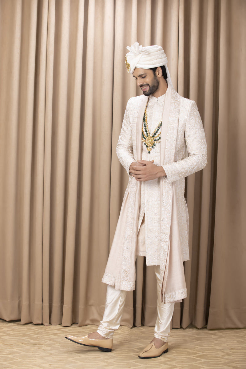 ZAHID SHERWANI SET (CHAMPGNE GOLD)