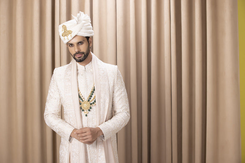 ZAHID SHERWANI SET (CHAMPGNE GOLD)