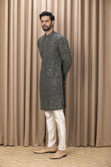 AFTAAB KURTA (OLIVE GREEN)