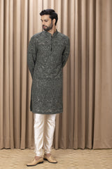 AFTAAB KURTA (OLIVE GREEN)