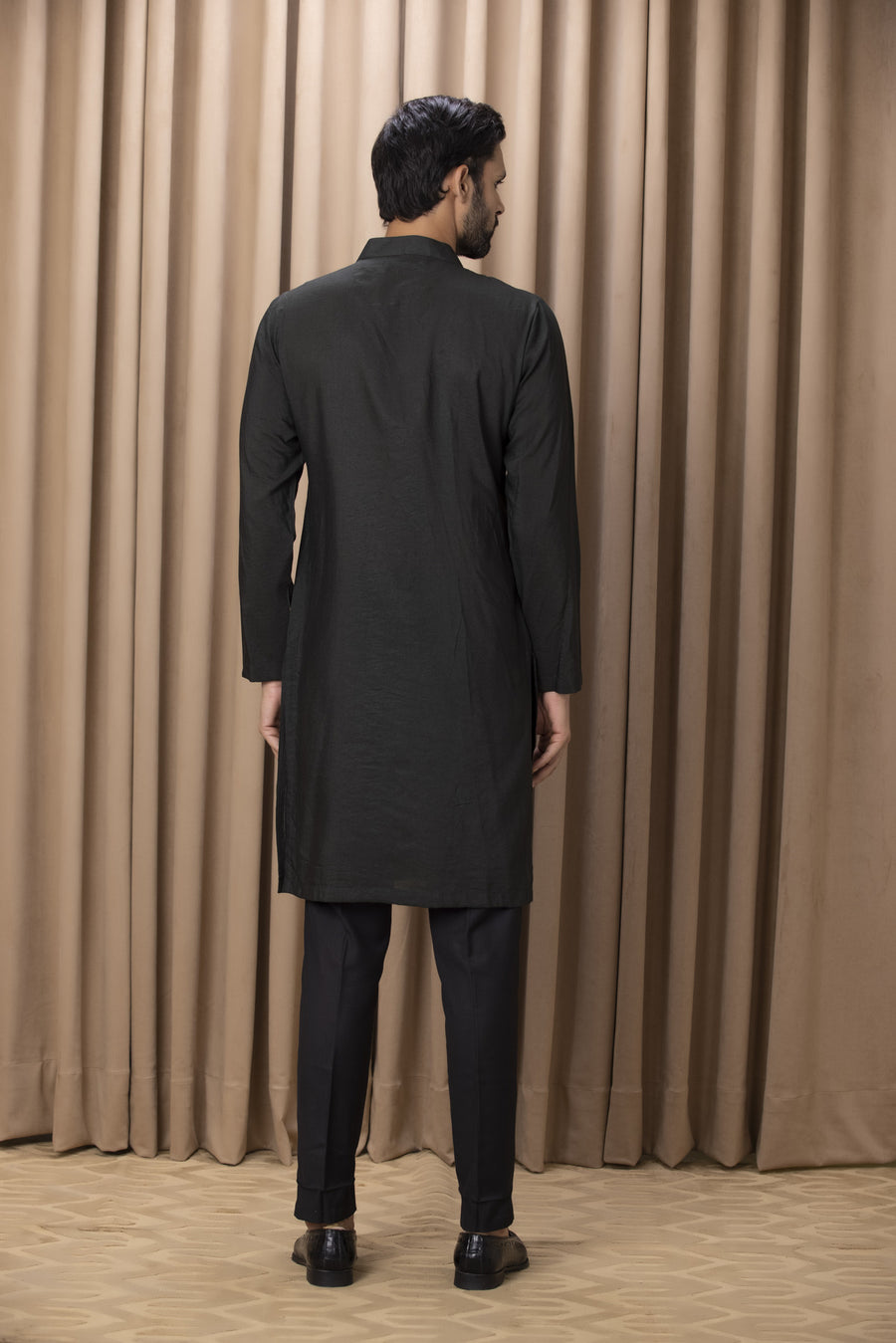 Olive Green Embroidered Cotton Silk Kurta Set for Men | Ranjha (Olive Green) by AVK