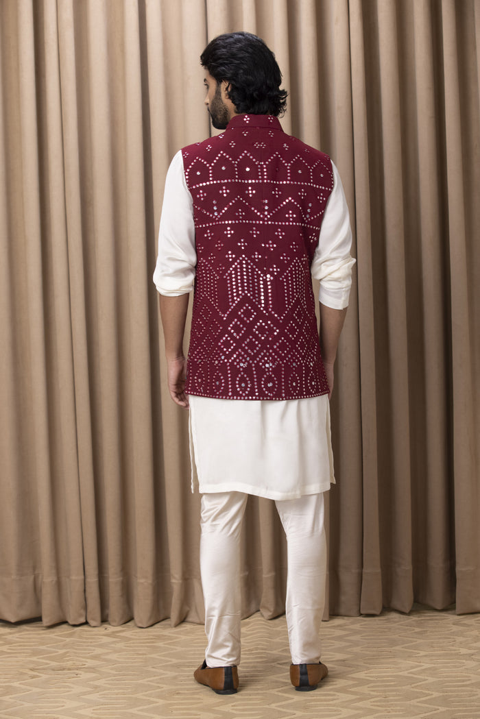 IMRAN BANDI SET (WINE) | Designer Indian Menswear | Ankit V Kapoor