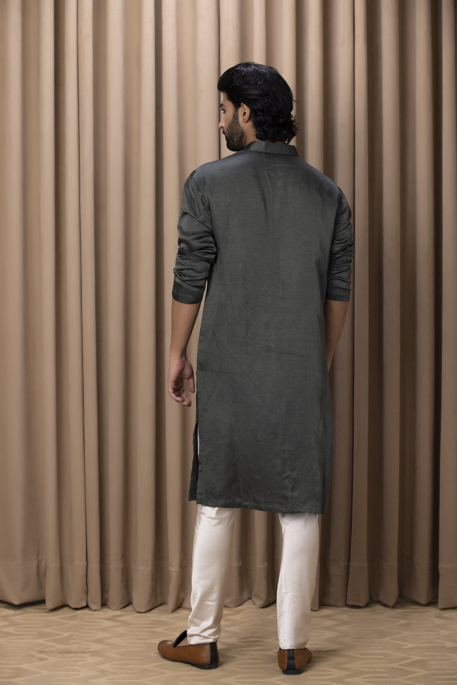 Classic Olive Green Cotton Silk Kurta Set for Men | AVK Essentials