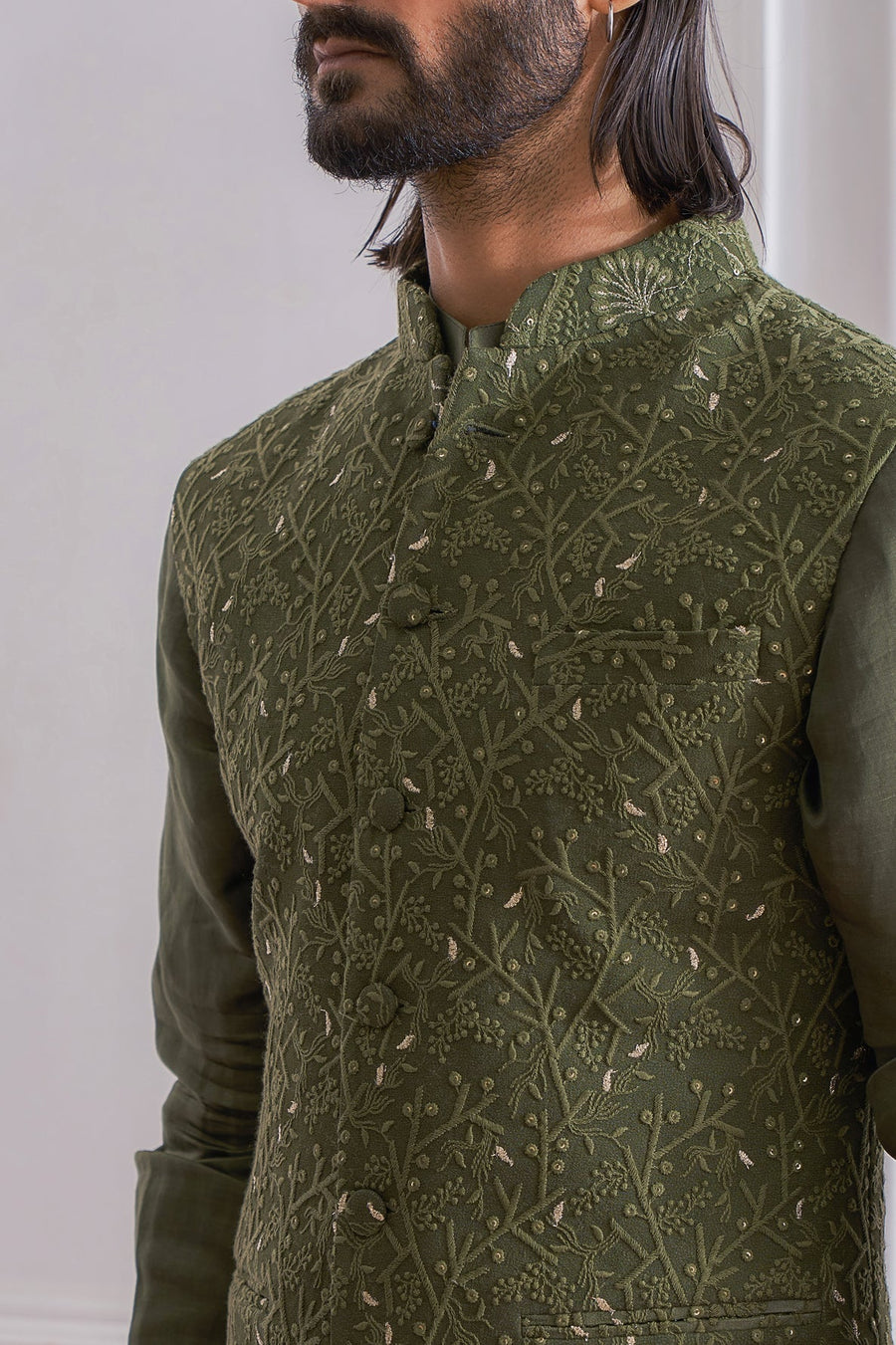 Military Green Bandi for Men - Khan-E-Wal Bandi Set
