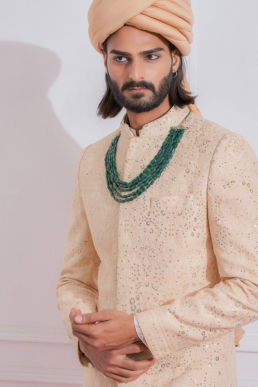 Dusty Rose Embroidered Sherwani Set for Groom | Feroz (Dusty Rose) by AVK