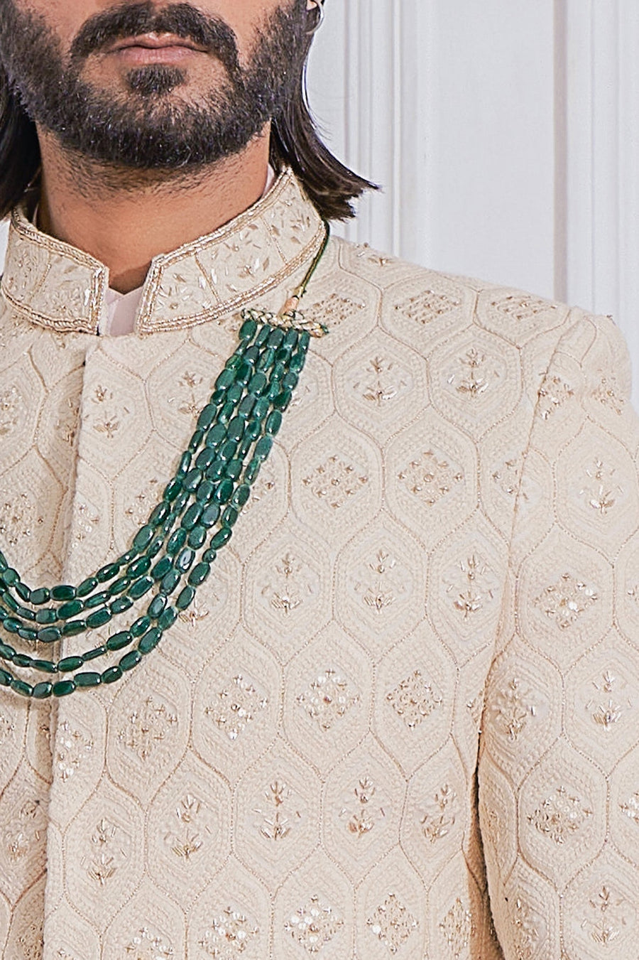 Champagne Embroidered Sherwani Set for Groom | Gojra by AVK