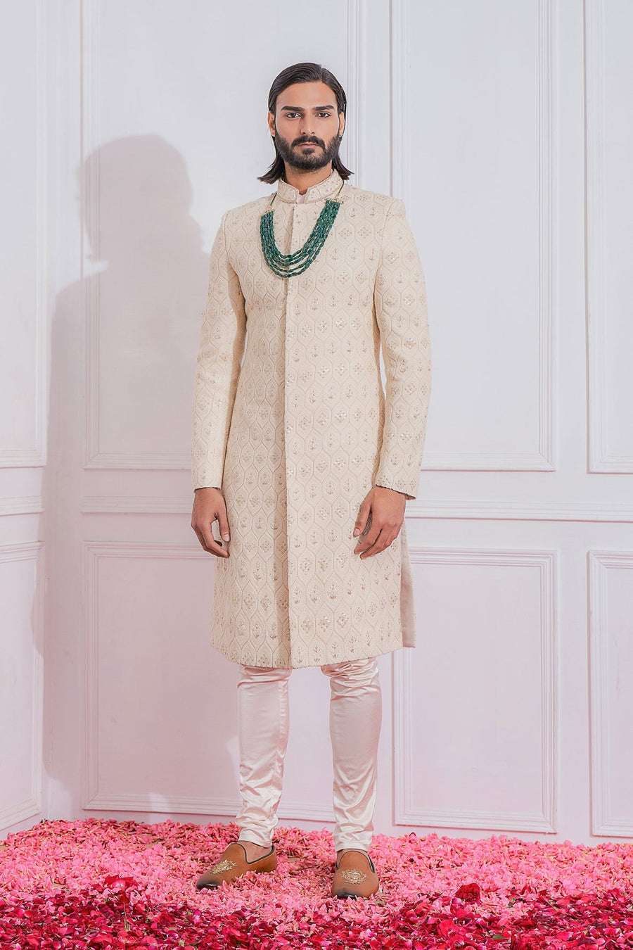 Champagne Embroidered Sherwani Set for Groom | Gojra by AVK