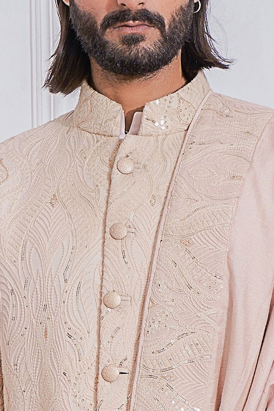 Dusty Rose Embroidered Sherwani Set for Groom | Kabaal by AVK