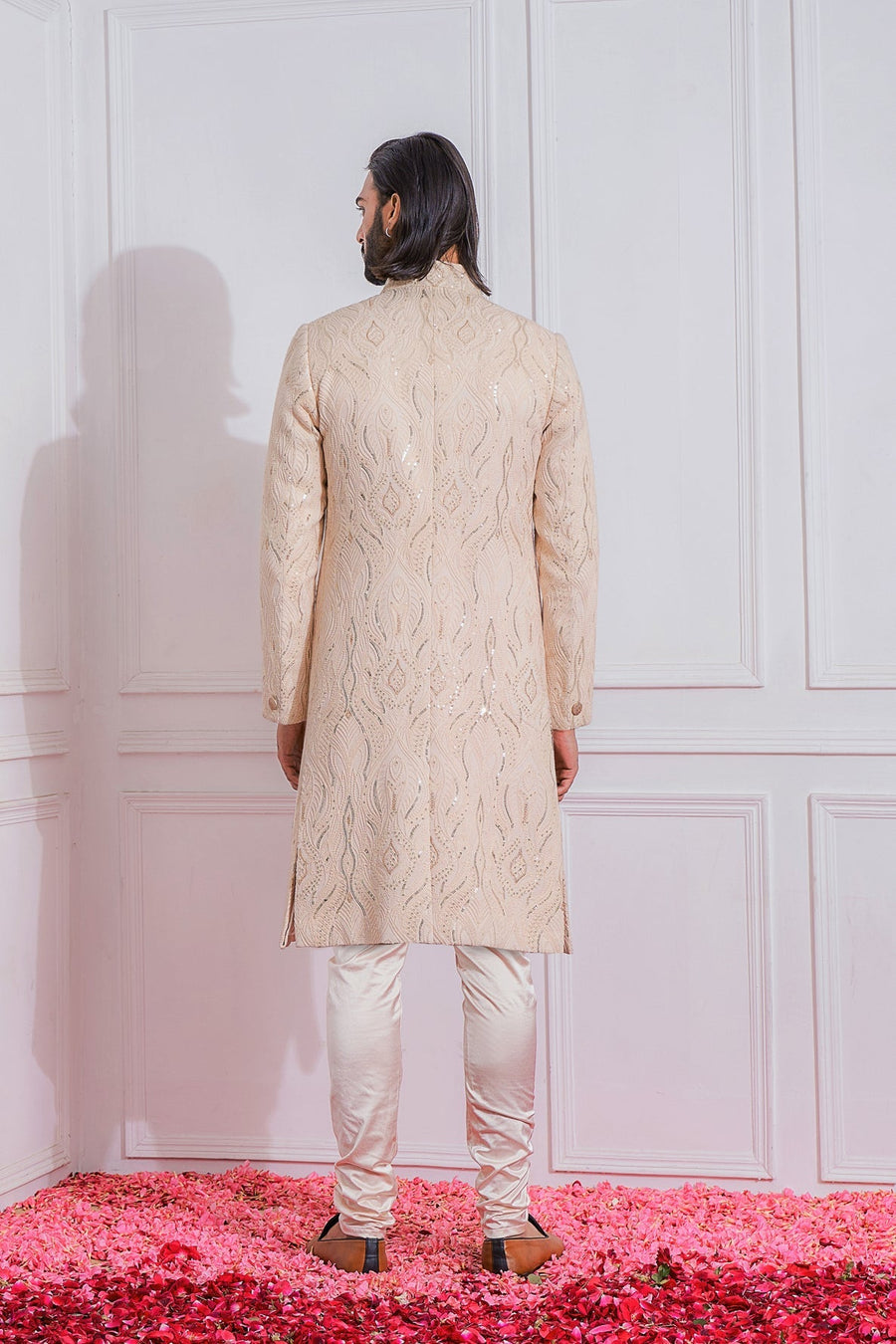 Dusty Rose Embroidered Sherwani Set for Groom | Kabaal by AVK