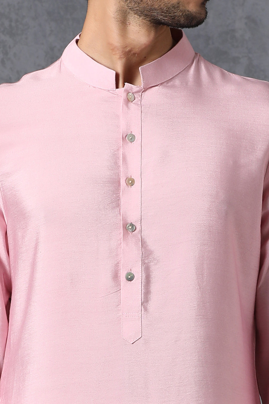Powder Pink Handwoven Cotton Silk Plain Kurta Set | AVK Essentials