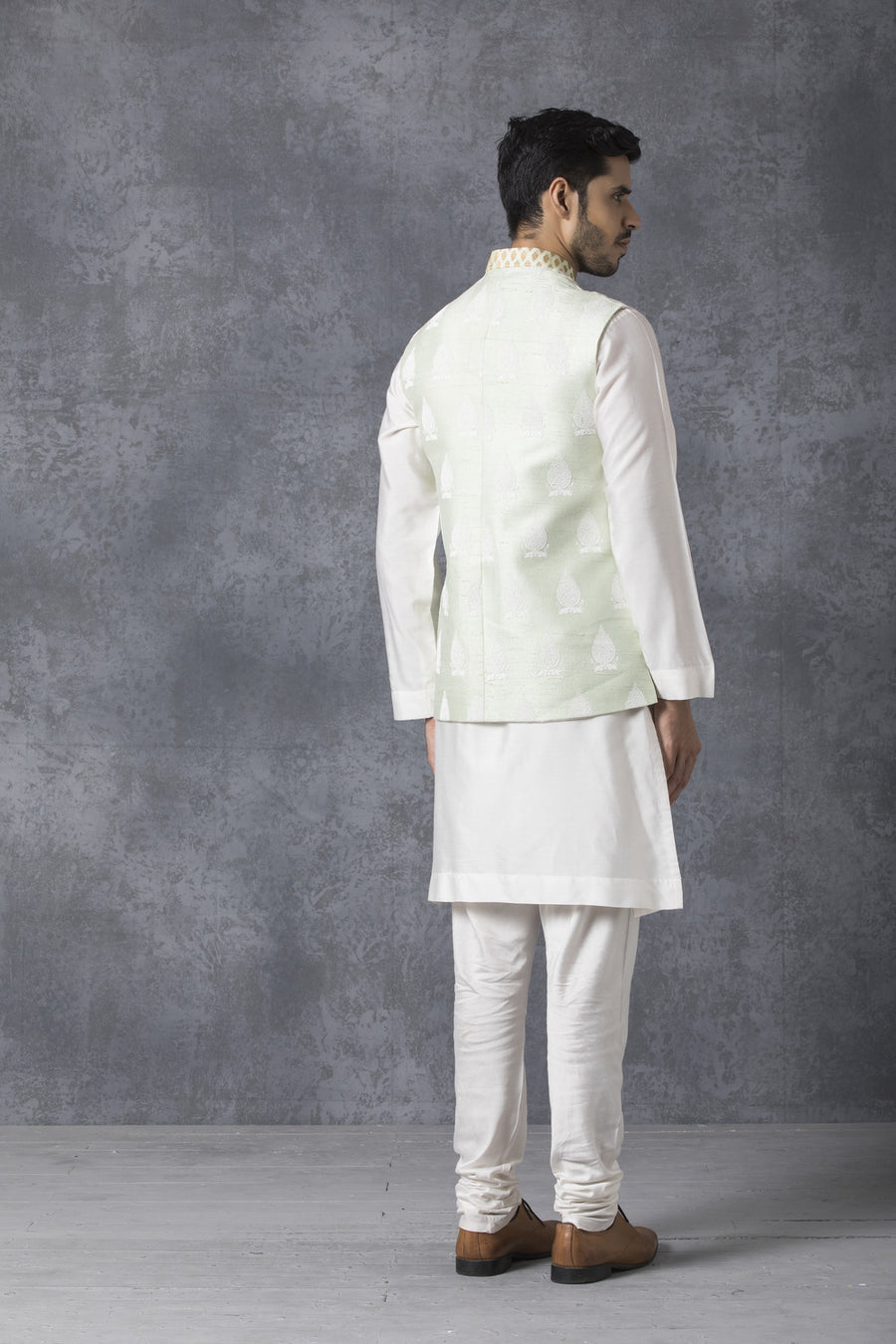 Mint Green Printed Nehru Jacket