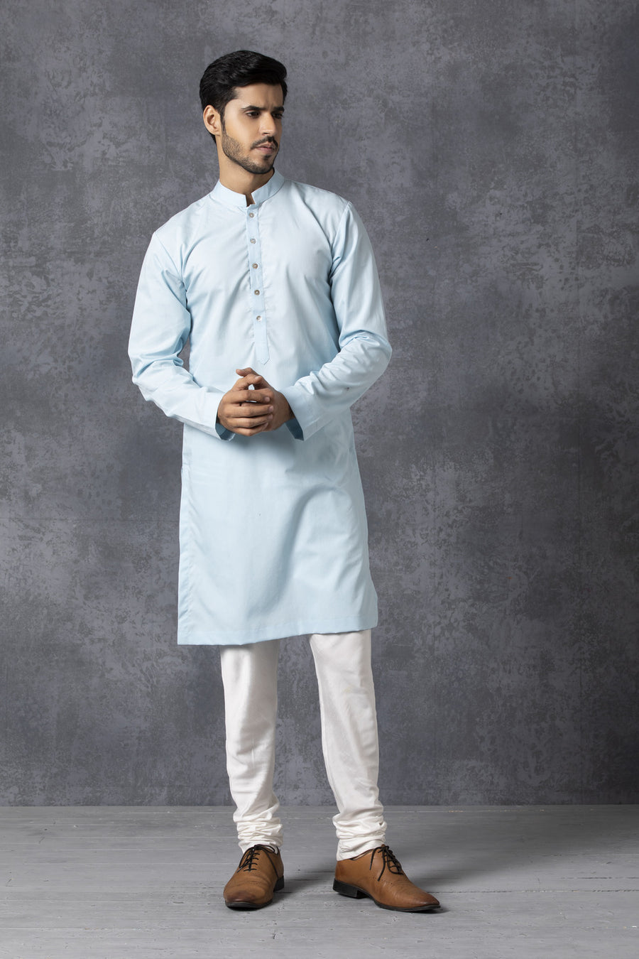 Powder Blue Classic Imported Cotton Kurta Set for Daytime Events | AVK Essentials