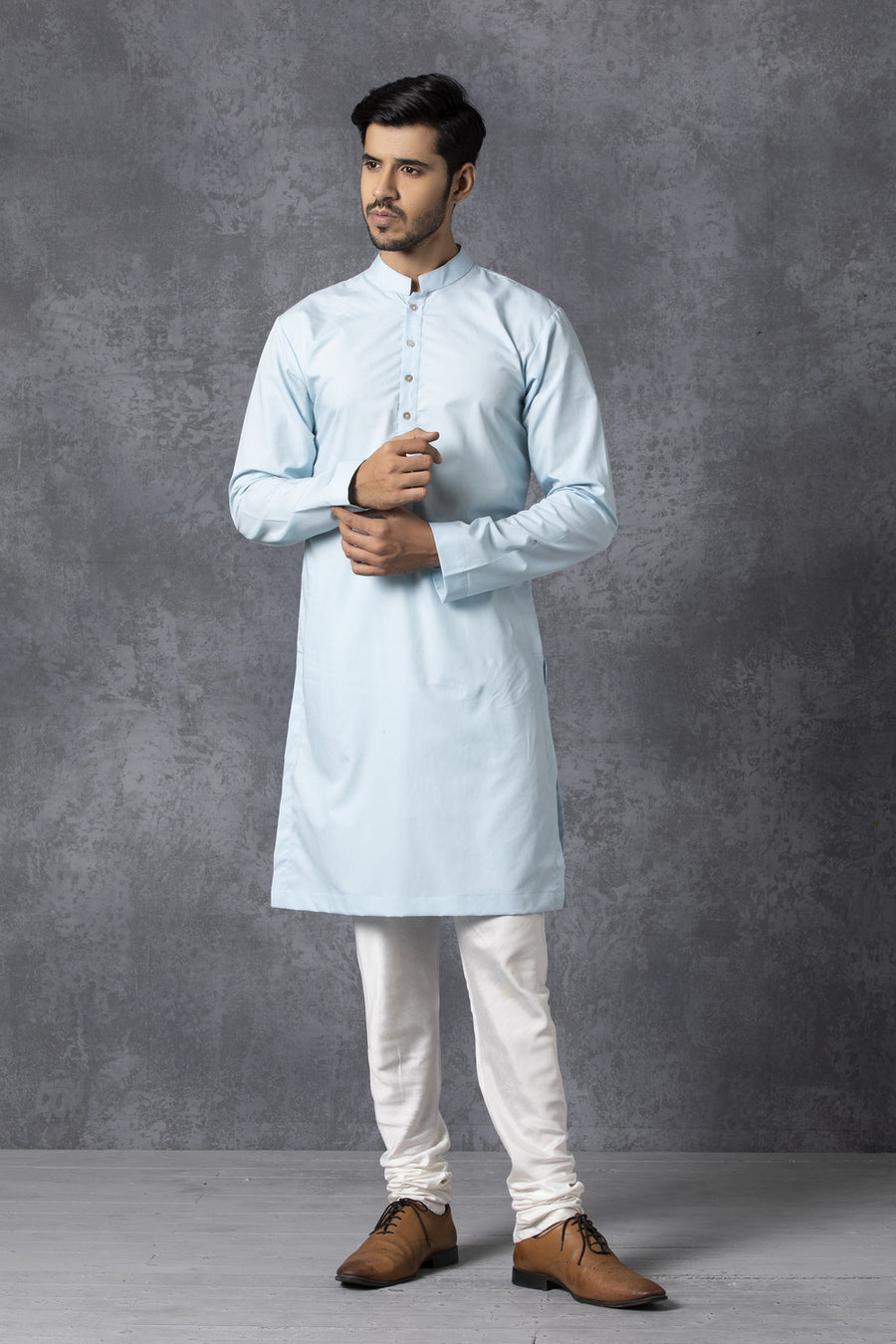 Powder Blue Classic Imported Cotton Kurta Set for Daytime Events | AVK Essentials