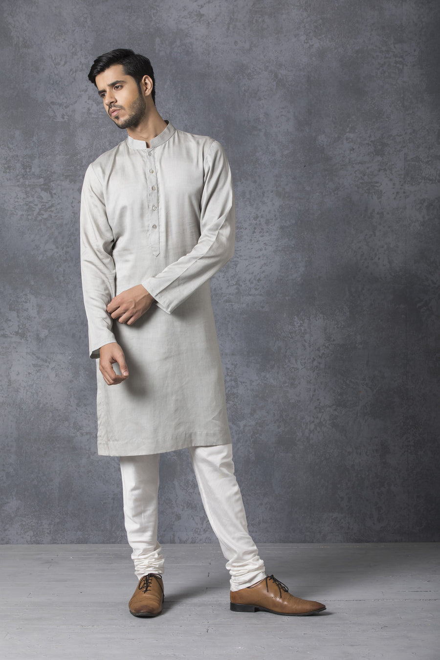 Steel Grey Plain Imported Cotton Kurta Set for Diwali & Modern Events | AVK Essentials