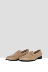 Beige patent Penny loafers