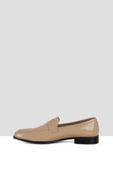 Beige patent Penny loafers