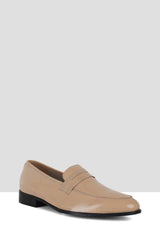 Beige patent Penny loafers