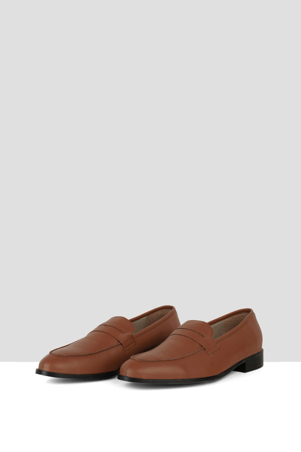 Tan Matte Leather Penny Loafers