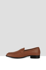 Tan Matte Leather Penny Loafers