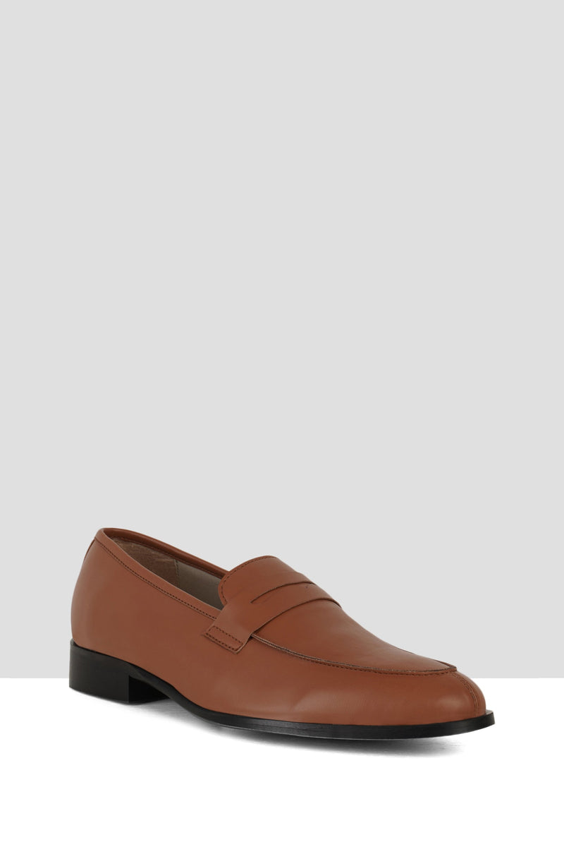 Tan Matte Leather Penny Loafers