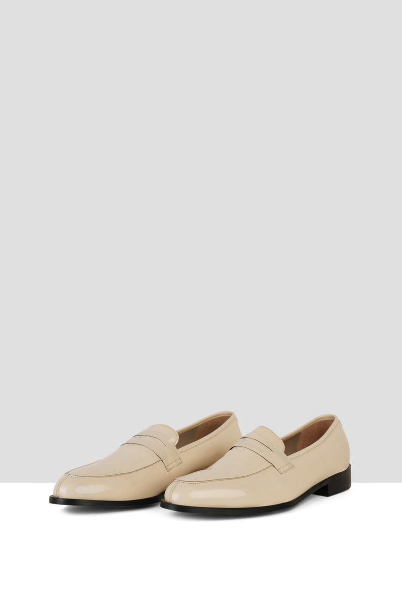 Nude Patent Leather Penny Loafers