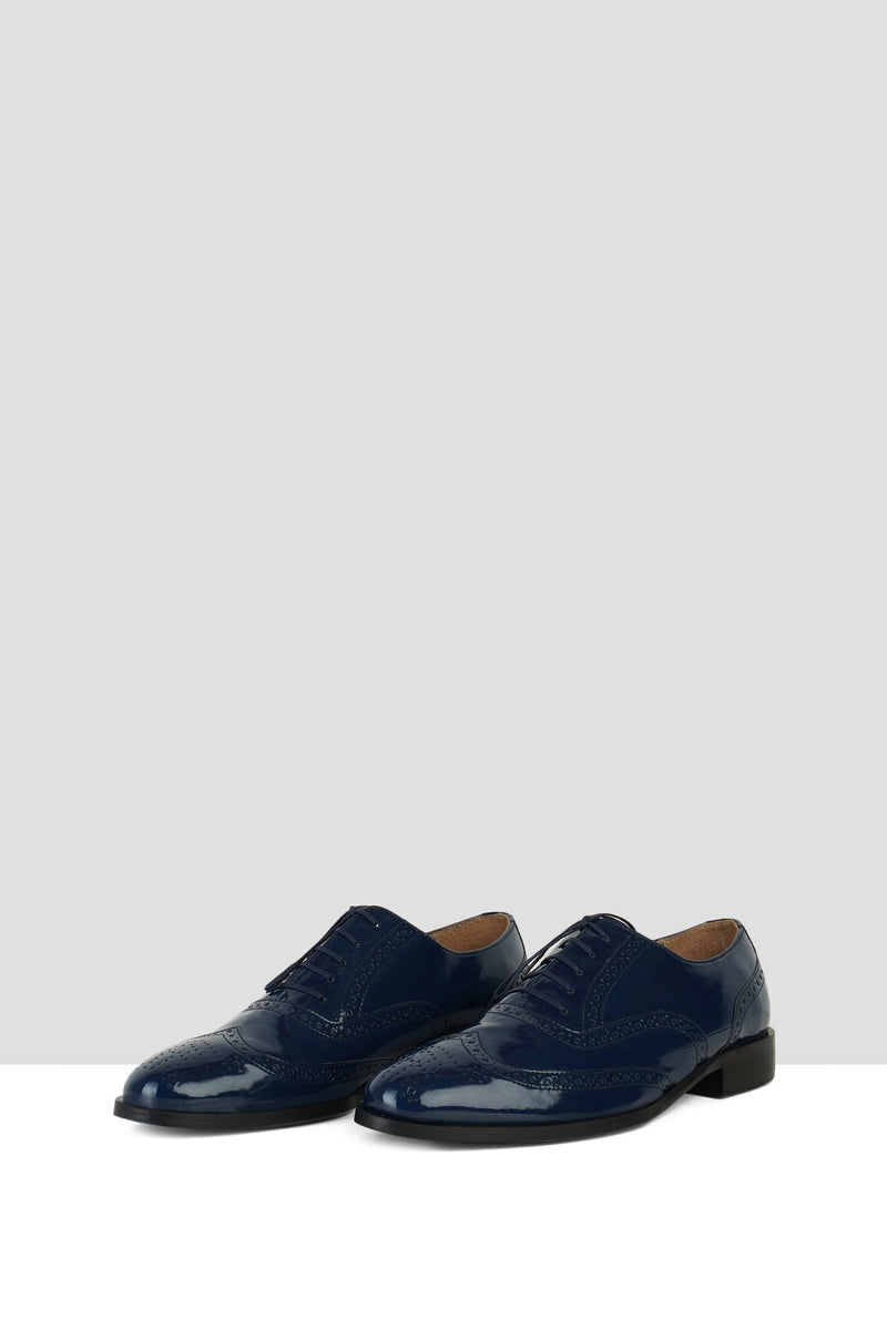 Navy Patent Leather Brogues