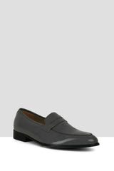 Grey Patent Leather Penny Loafers