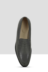 Grey Patent Leather Penny Loafers