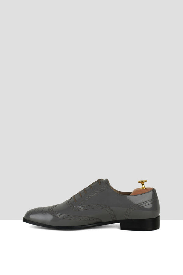 Grey Patent Leather Brogues