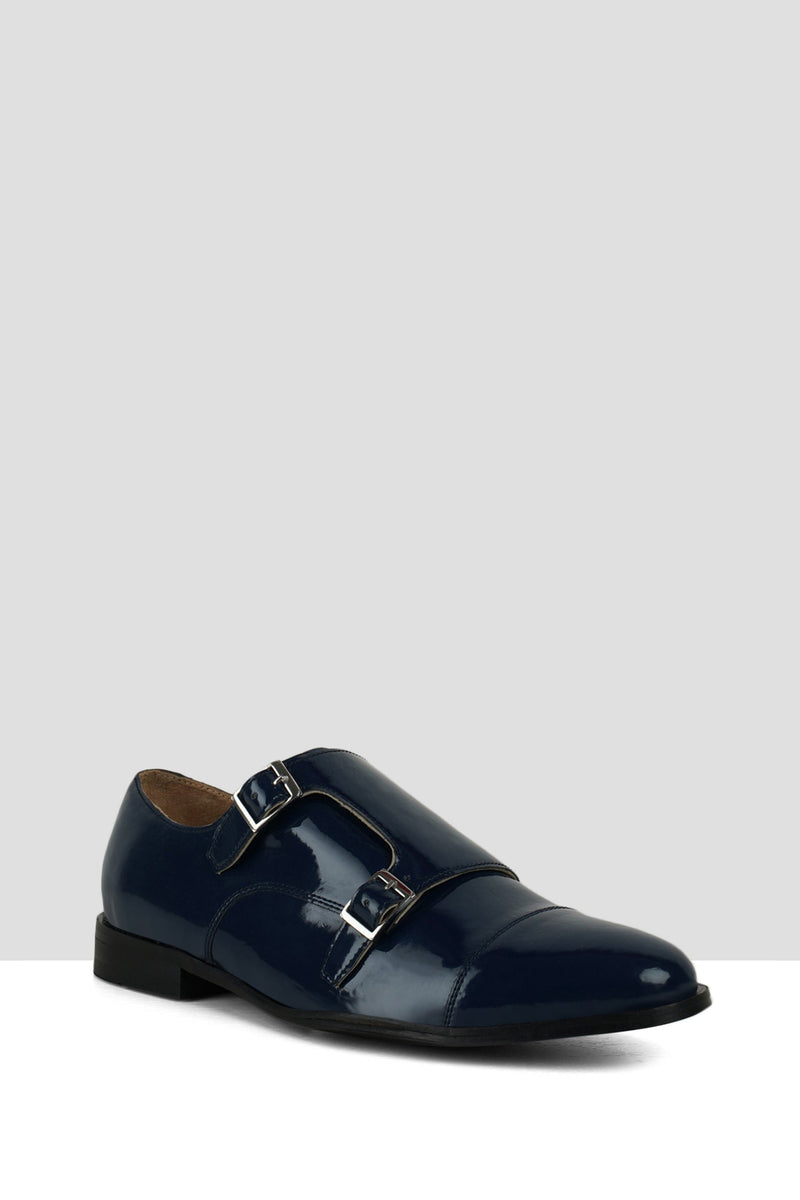 Navy Patent Leather Monks