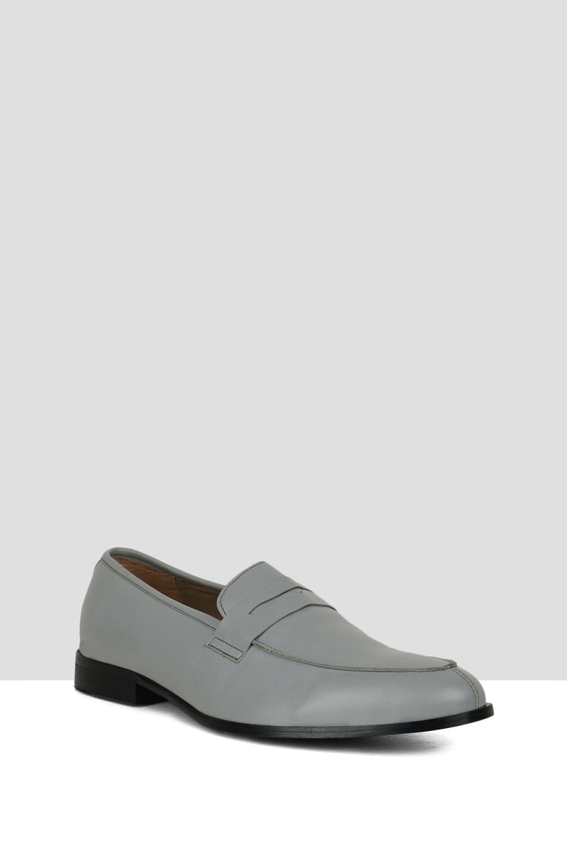 Grey Matte Penny Loafers
