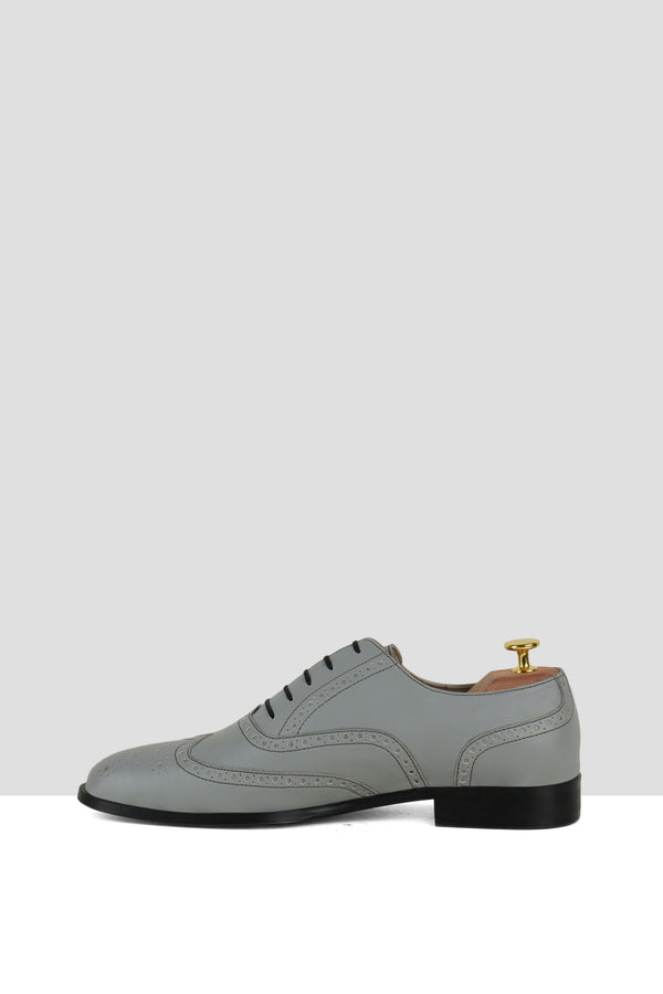 Grey Matte Leather Brogues