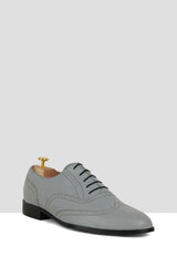 Grey Matte Leather Brogues