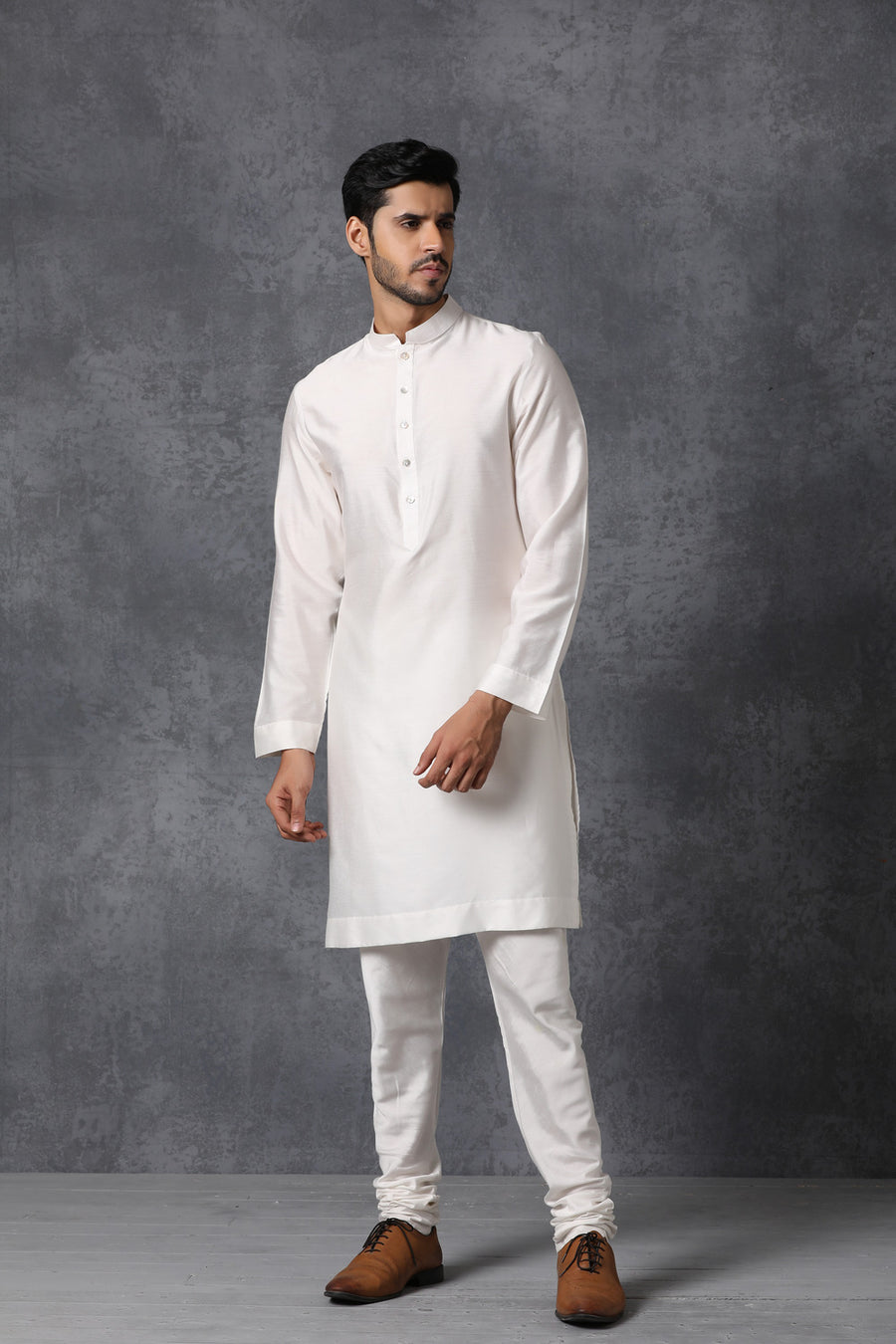 Classic Off-White Handwoven Cotton Silk Kurta Set | AVK Essentials