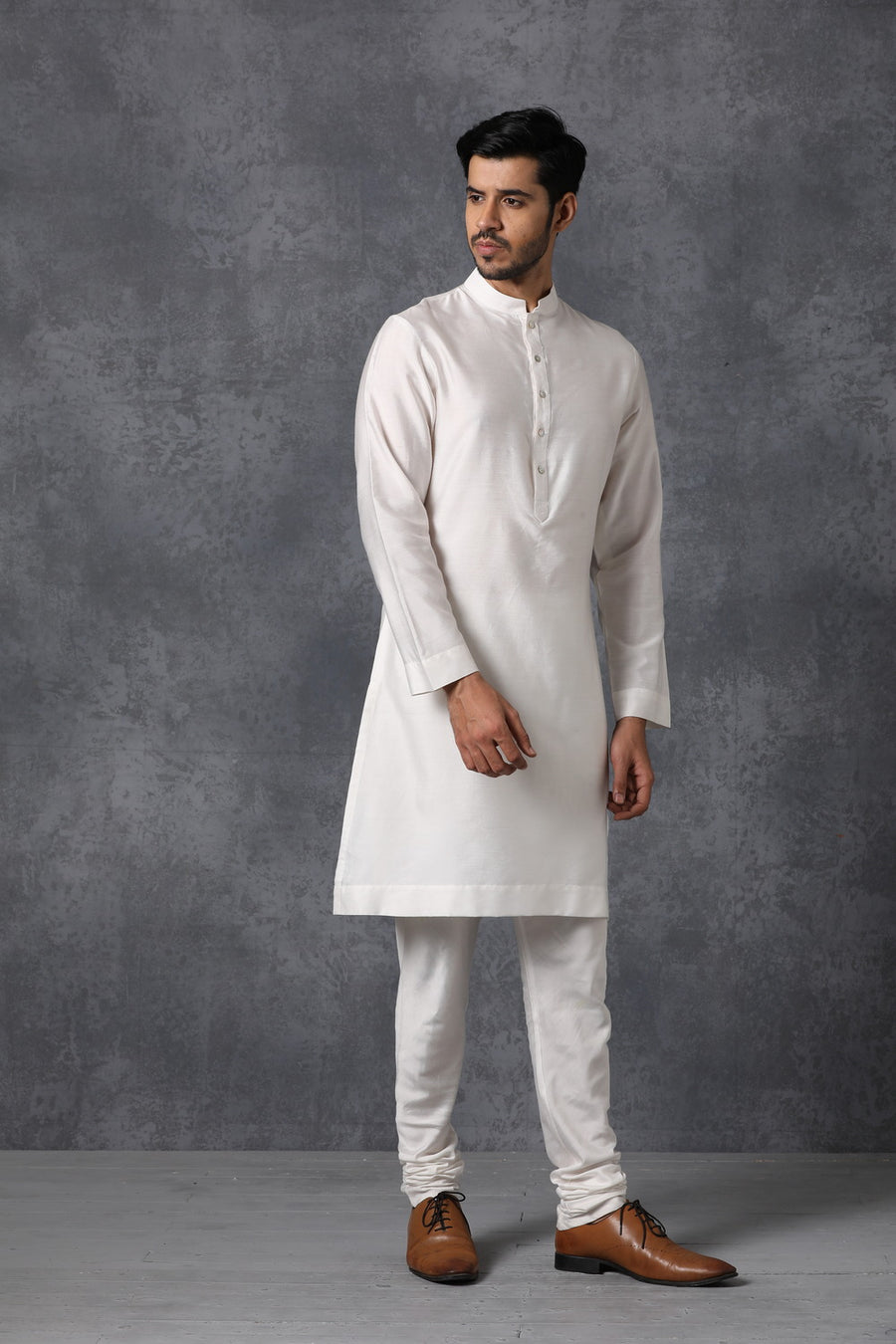 Classic Off-White Handwoven Cotton Silk Kurta Set | AVK Essentials